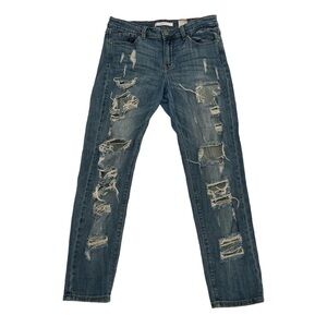 Eunina MIA Mid Rise Relaxed Skinny Distressed Crop Jeans Size 9 Women’s